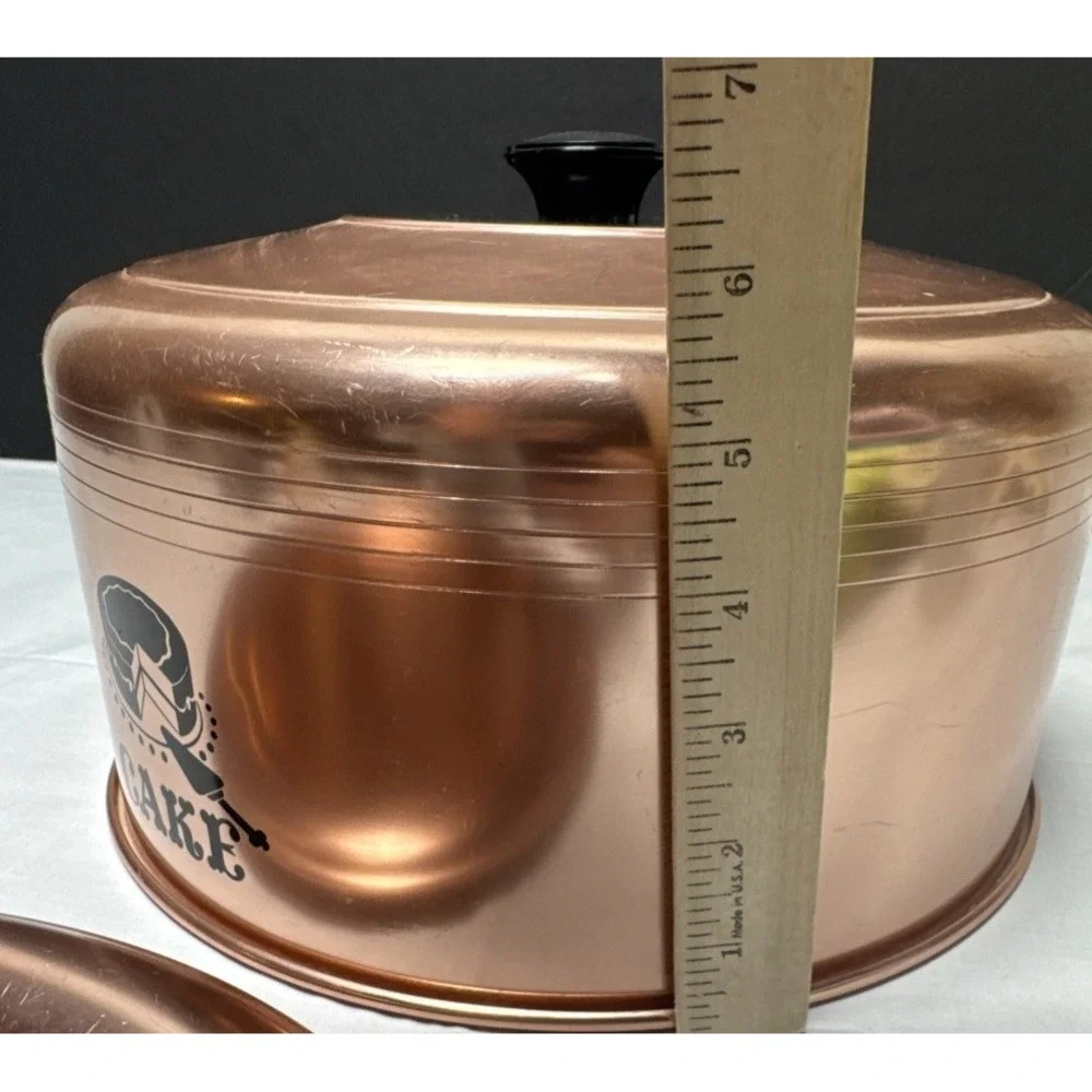 Vintage West Bend Copper Cake Carrier Aluminum Locking Cover 1950s Retro 14.5